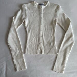NWT Princess Polly Ribbed Knit Long Sleeve Top (white)